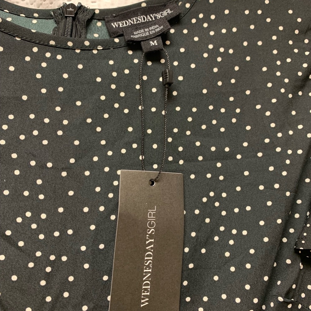 Wednesday’s Girl Black w/ White Polka Dot Dress